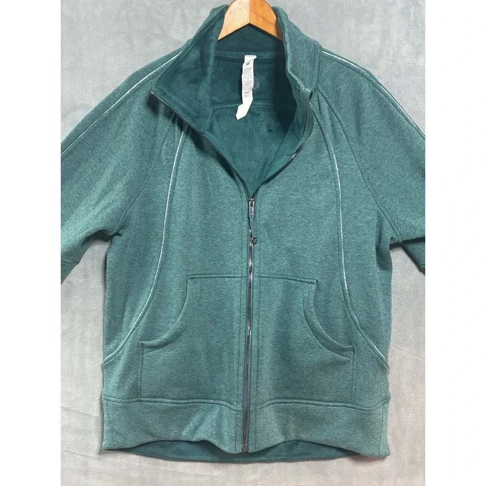Lululemon Scuba Oversized Funnel Neck Full Zip Long Heathered Teal M/L Lined
